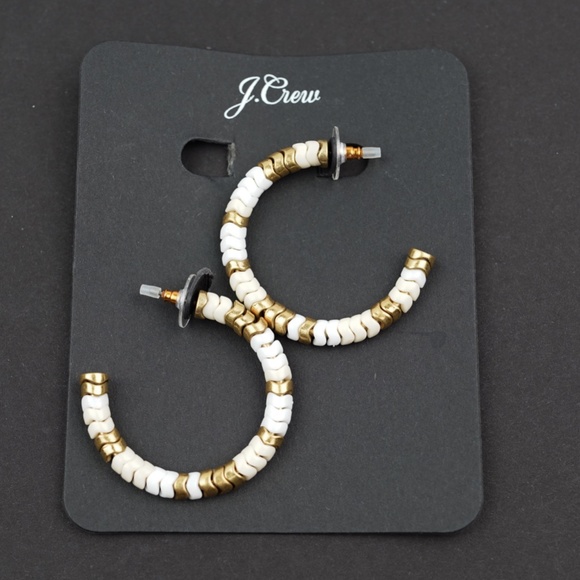 New JCREW Stacked Zigzag Bead Hoop Earrings - Picture 2 of 2